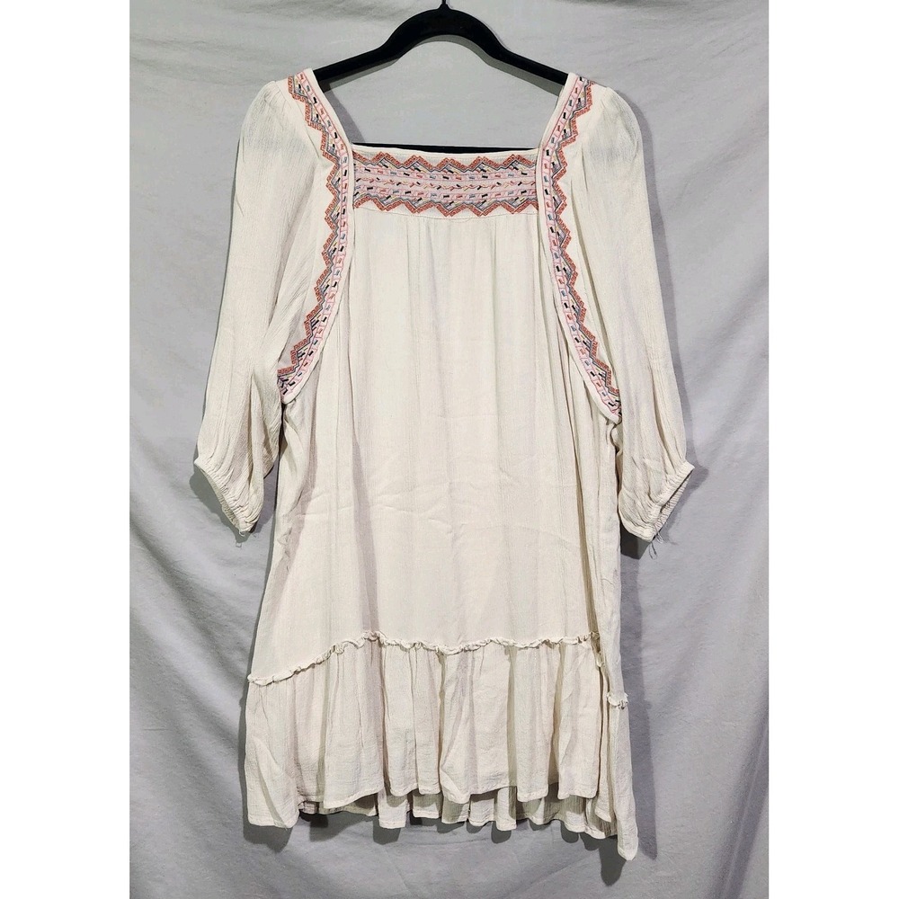 143 Story by Line Up Dress Womens Small Cream Excellent Boho‎ Embroidered Mini